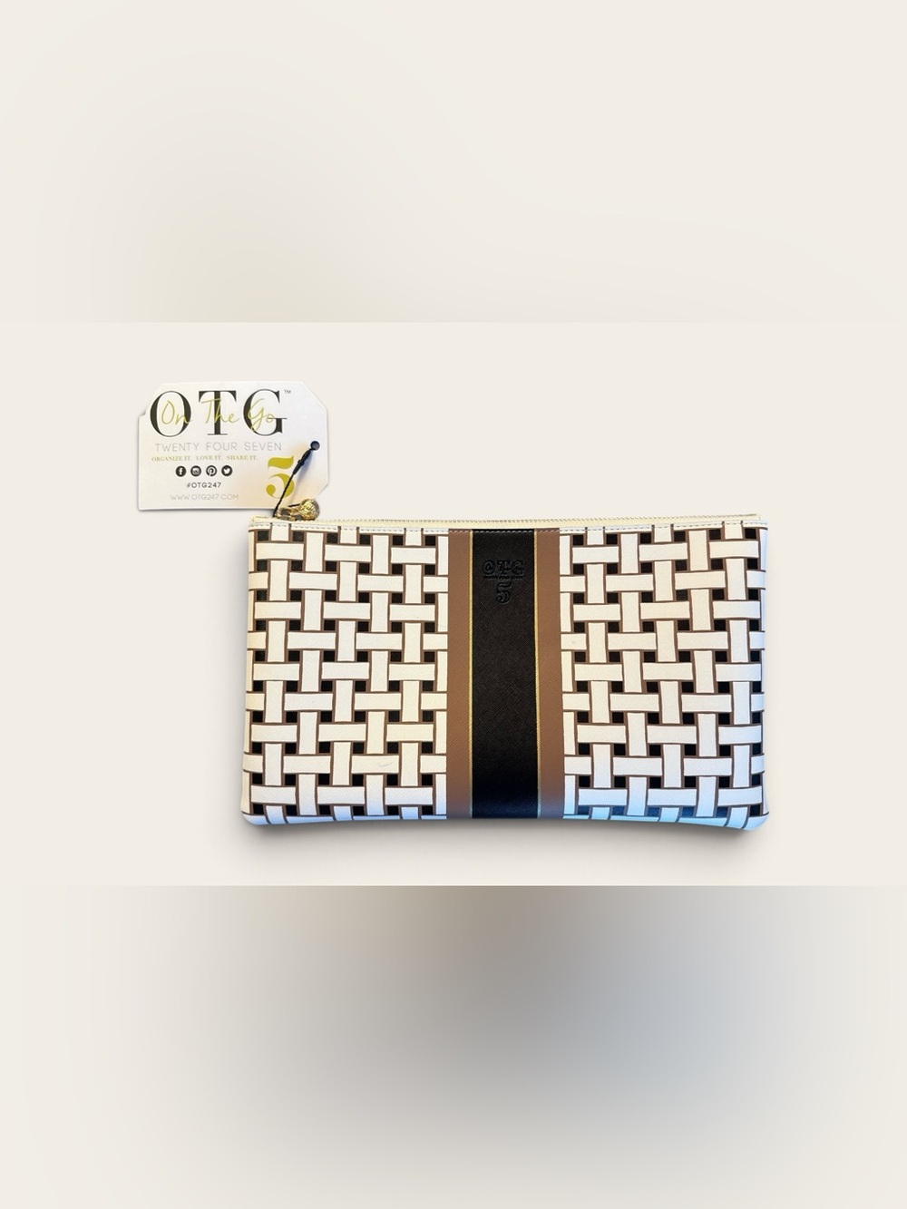 OTG Black & White Woven Zip Pouch